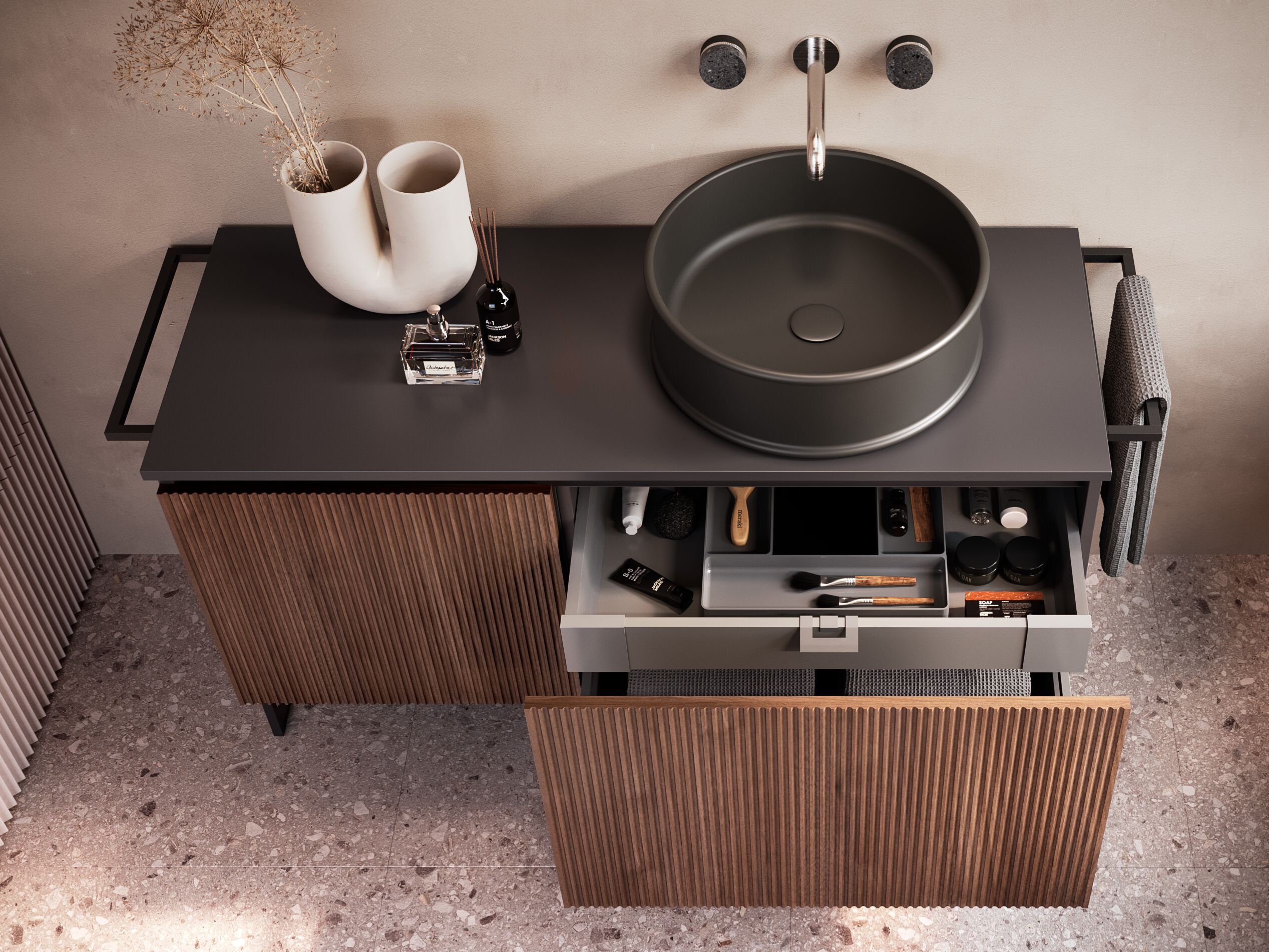 Деревянный напольный секционный умывальник с ящиками ArtCeram Relax ARCH-00043714