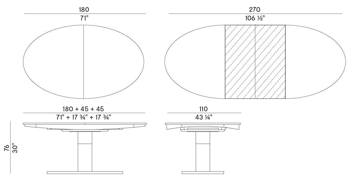 Овальный выдвижной стол Potocco ARCH-00029795 - Вид №4