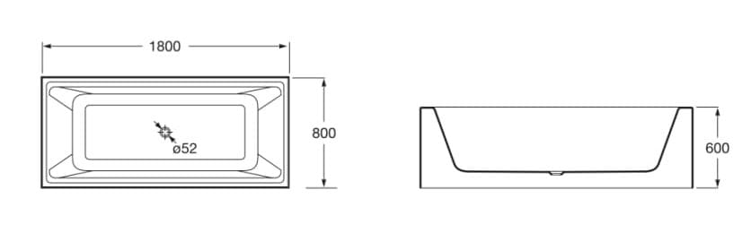 Прямоугольная ванна в центре комнаты Roca MODO B10070832000000 ARCH-00101465 - Вид №3