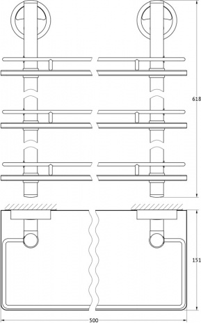069 Полка с ограничителем 50 см тройная (стекло) ELL FBS Ellea - Вид №1