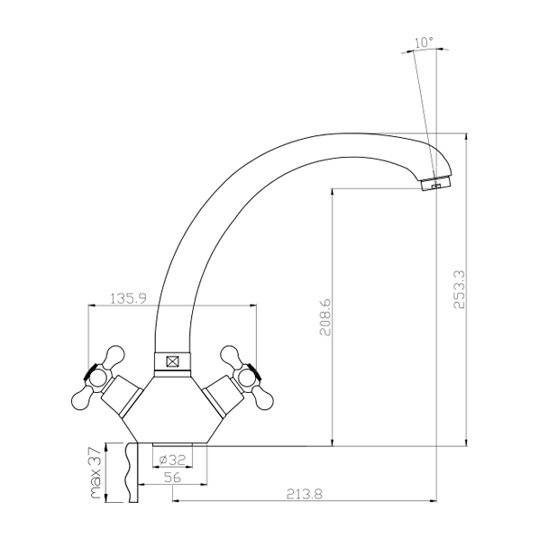 022-N TOTAL  Смеситель для кухни  ARGO kran 022ntotal - Вид №1