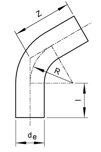 SANIT 191133517 Бесшовные трубы согнуть 60 °, PE 100, SDR 17 нажата  - Вид №1
