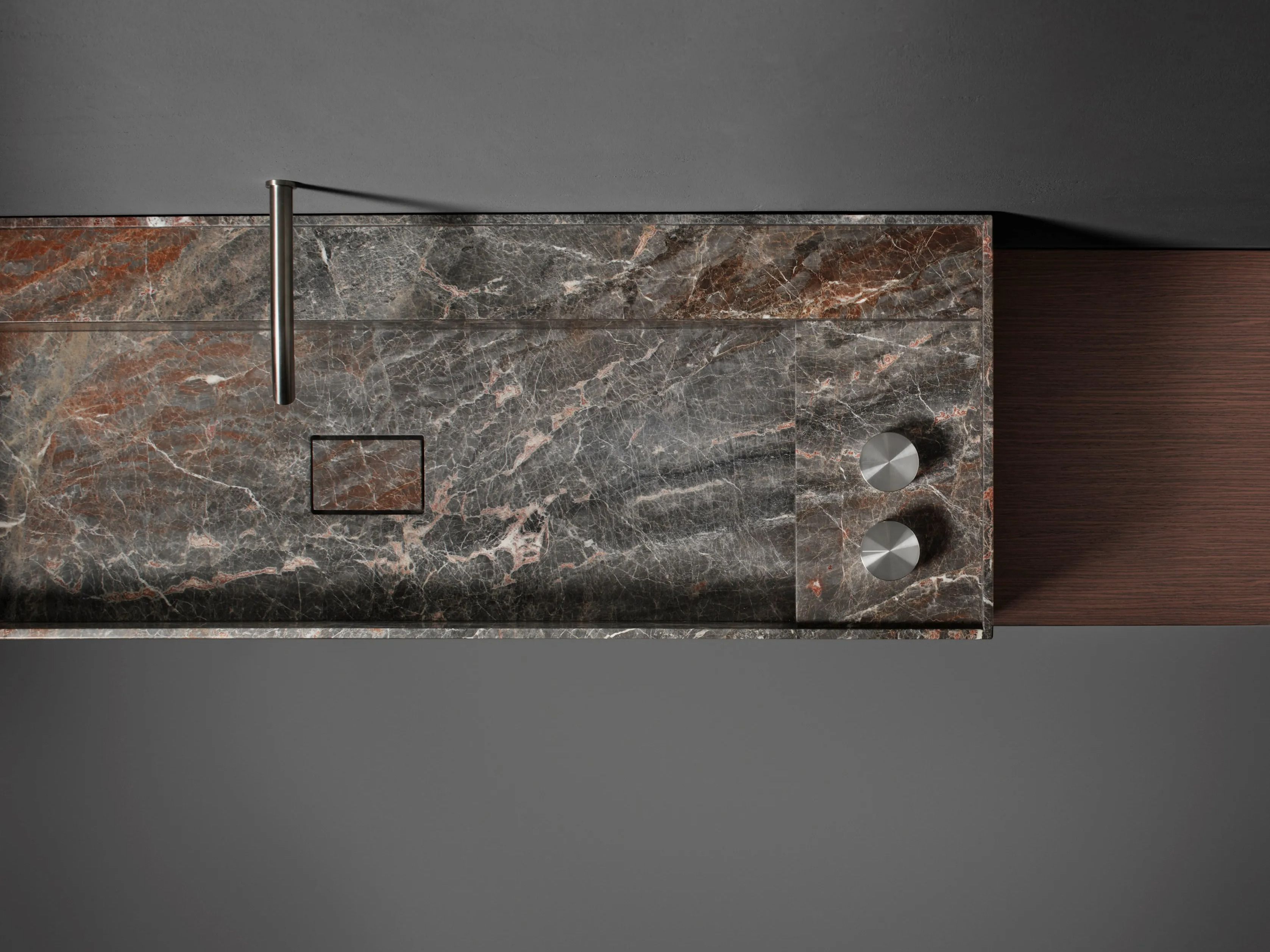 Серый мрамор Saint Laurent прямоугольный подвесной умывальник Falper Minimum ARCH-00121104 - Вид №4