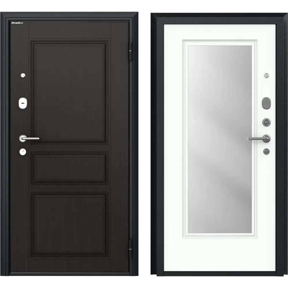 Дверь входная металлическая Премиум New 98x205 см правая белый с зеркалом DOORHAN STLM-2141398