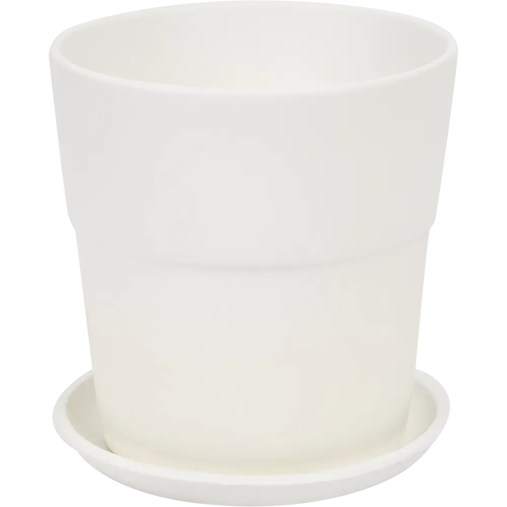 Горшок Уайт ø12 h12 см v0.85 л с поддоном керамика белый Santreyd STLM-2141669