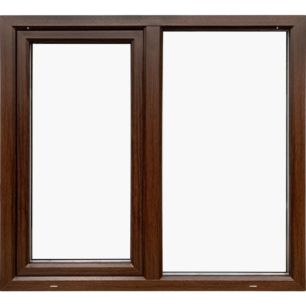 Окно пластиковое ПВХ Deceuninck двустворчатое 1170x1000 мм (ВхШ) однокамерный стеклопакет белый/темный дуб STLM-2132088 - Вид №2