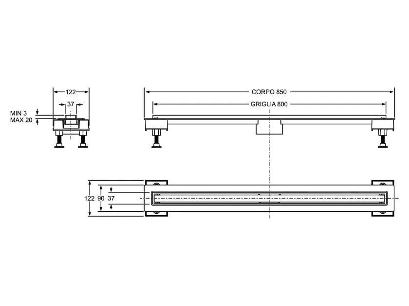 Алюминиевый слив для душа Bonomini Canalissima ARCH-00123931 - Вид №2