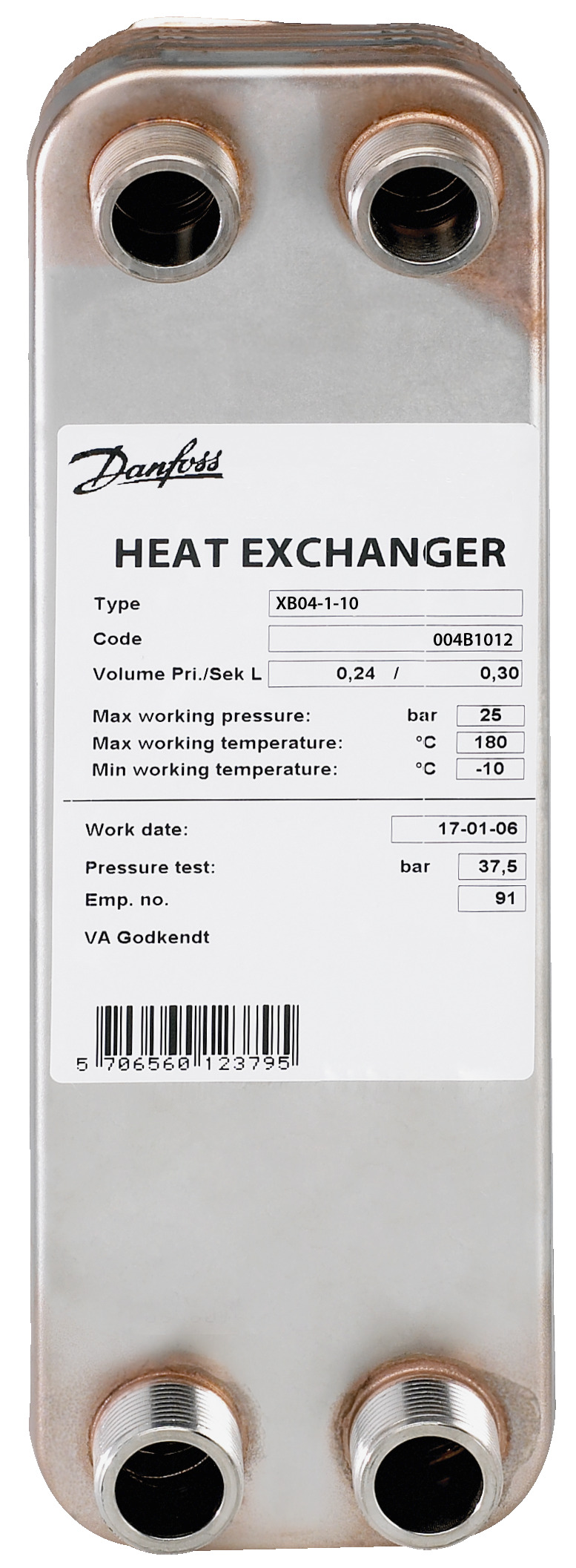 Danfoss Паяный пластинчатый теплообменник серии XB04 XB 04-1 20 паяный пластинчатый теплообме 004B1016  - Вид №1