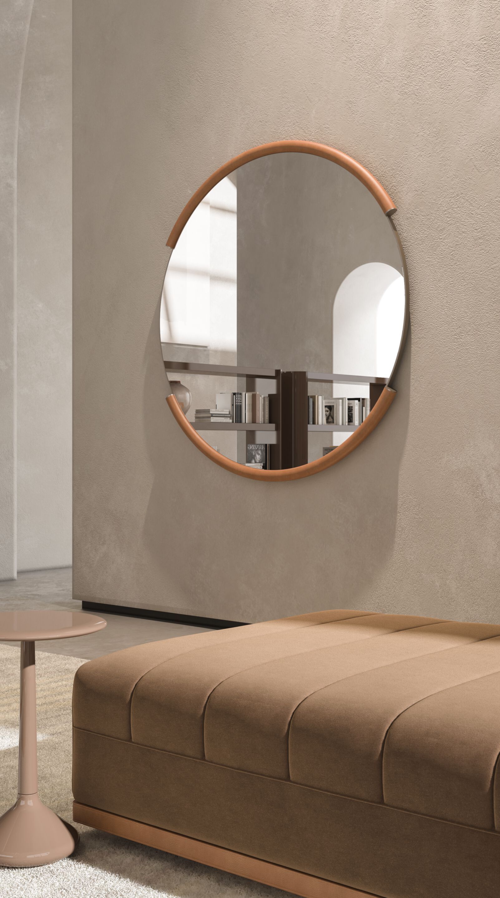 Настенное зеркало с кожаной рамкой CPRN HOMOOD Shapes ARCH-00135456 - Вид №1