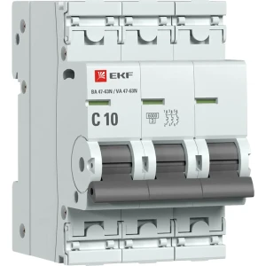 Автоматический выключатель EKF Proxima ВА47-63 3P N C10 А 6 кА 88883141 STLM-2211701