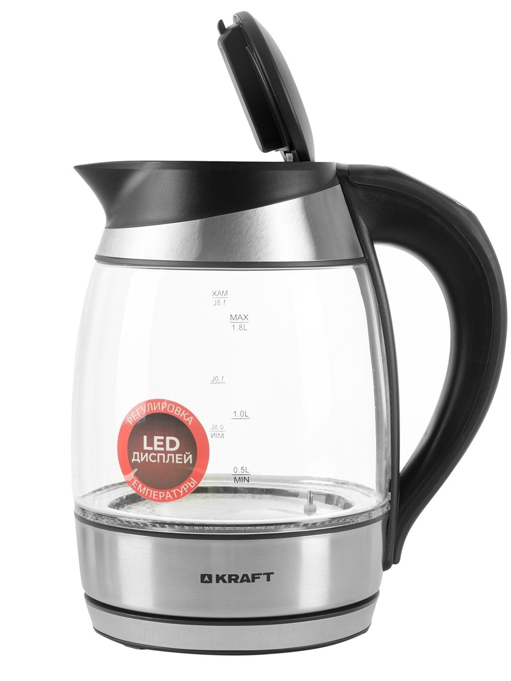 9052794 Электрочайник KRAFT KF-KG1804DBL черный STDN-0120858 - Вид №2