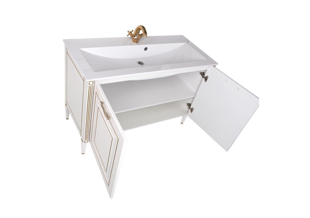 Тумба с раковиной Aquanet Паола 120 белый/золото (литьевой мрамор) 0018611400164747 - Вид №3