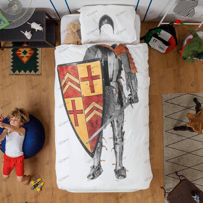 Детское постельное белье односпальное "Рыцарь" 150х200 см SNURK  335494 Белый;серый 