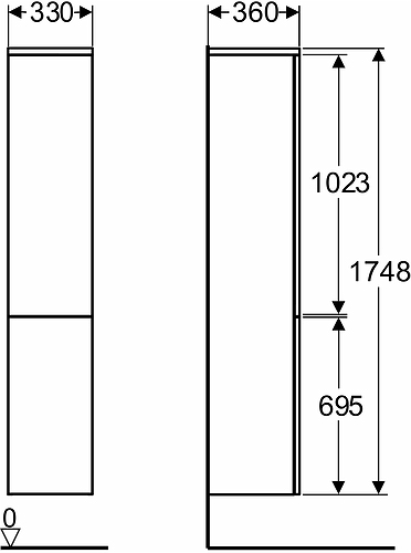 9640262001 IDO Glow шкаф высокий, с двумя дверцами, 330 мм, дуб, с ручкой - Вид №5