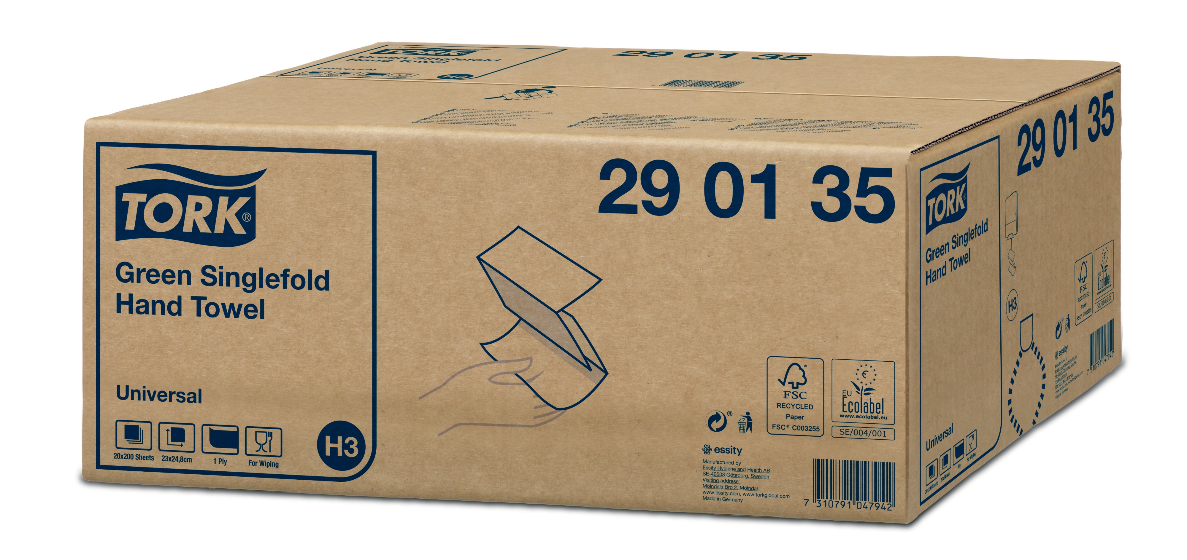 29013538 Однослойное зеленое полотенце (сложенное zz) Tork  - Вид №1