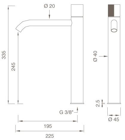 Ceadesign Смеситель для раковины на столешницу из нержавеющей стали с одним отверстием Duet sun-id-1375082 - Вид №2