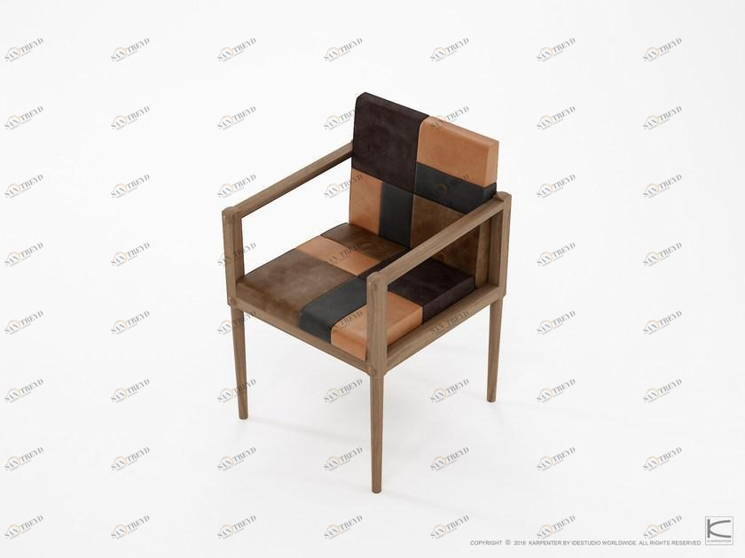 KARPENTER Мягкое кожаное кресло с подлокотниками Katchwork sun-id-1459147
