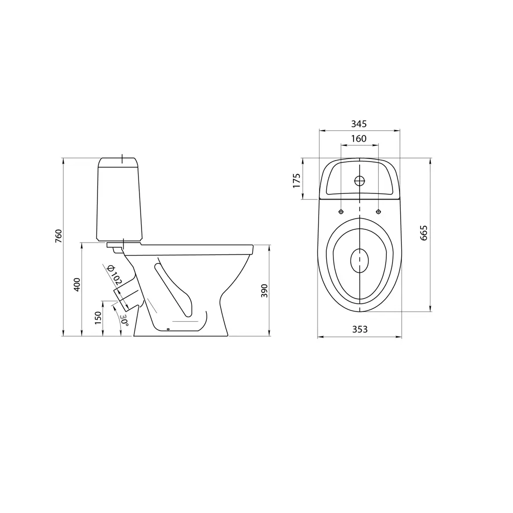 Унитаз напольный Santeri «Прайм» косой выпуск двойной слив SANTEK STLM-2105796 - Вид №6