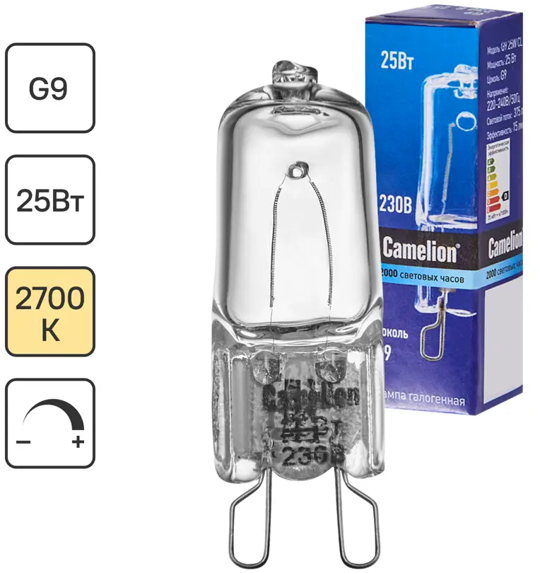 Галогенная лампа Camelion G9 25W с естественным светом 81956592