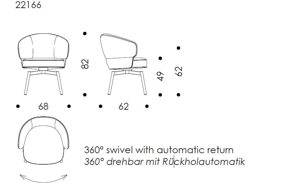 Тканевый мягкий поворотный стул с подлокотниками Wittmann Мортон ARCH-00015422 - Вид №1