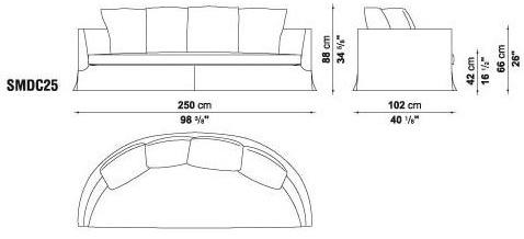 Maxalto Полукруглый диван с тканевой обивкой Crono sun-id-1413803 - Вид №3