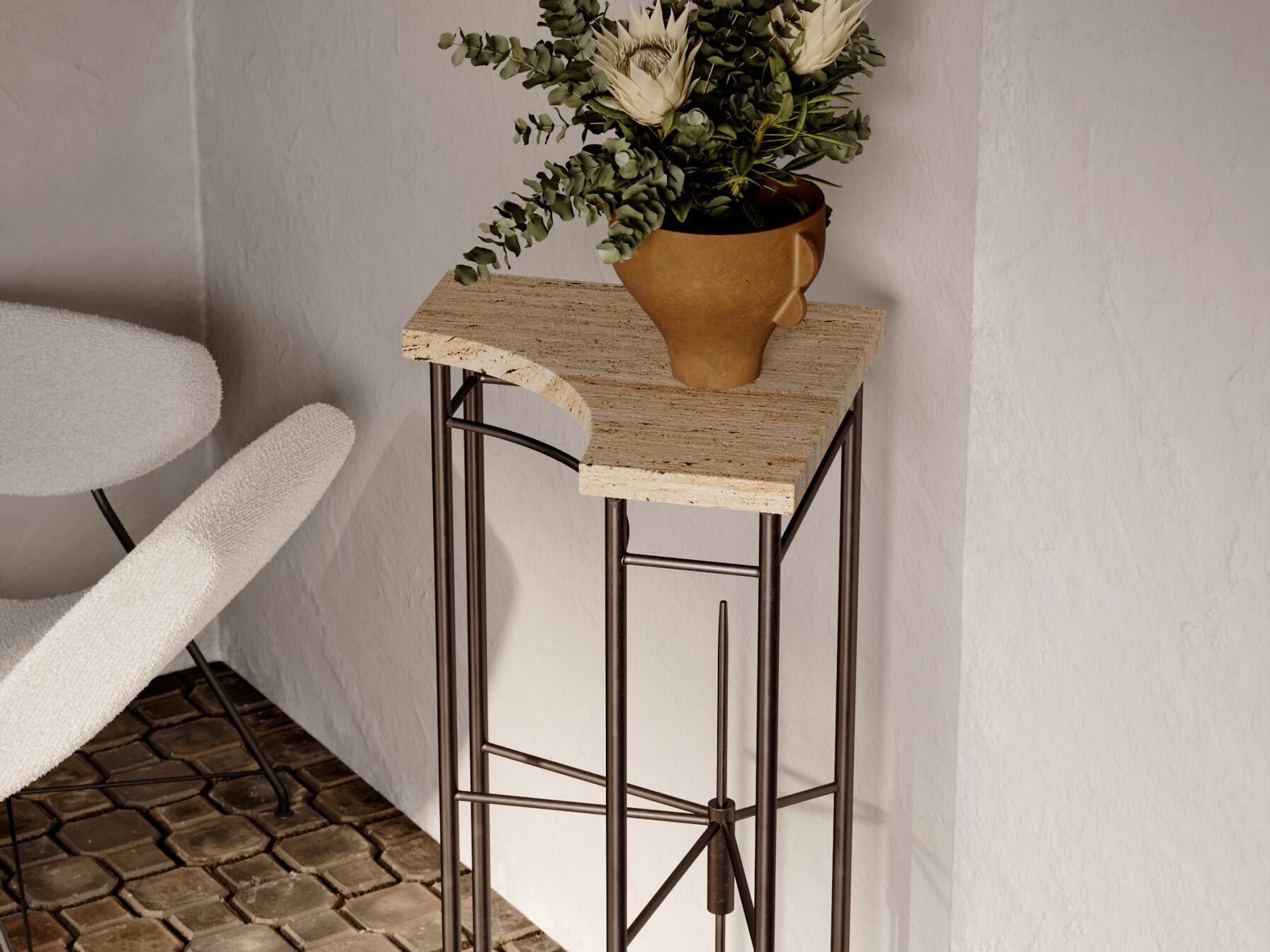 Высокий журнальный столик из травертина LO Contemporary GOL ARCH-00151357 - Вид №1