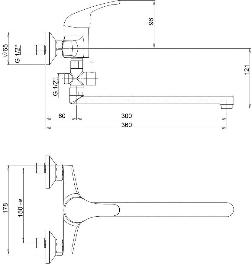 Paini Creta 42CR119CAKM смеситель для ванны с длинным изливом - Вид №4