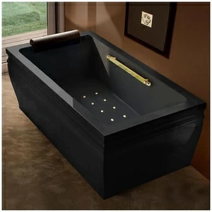Ванна с аэроомассажем чёрная с золотом Gruppo Treesse Blanque 1810 V161C-SX-CZ