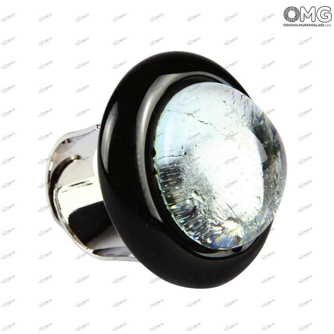 2481 ORIGINALMURANOGLASS Кольцо — стекло соммерсо серебряное— муранское стекло - Original Murano Glass OMG 3 см 