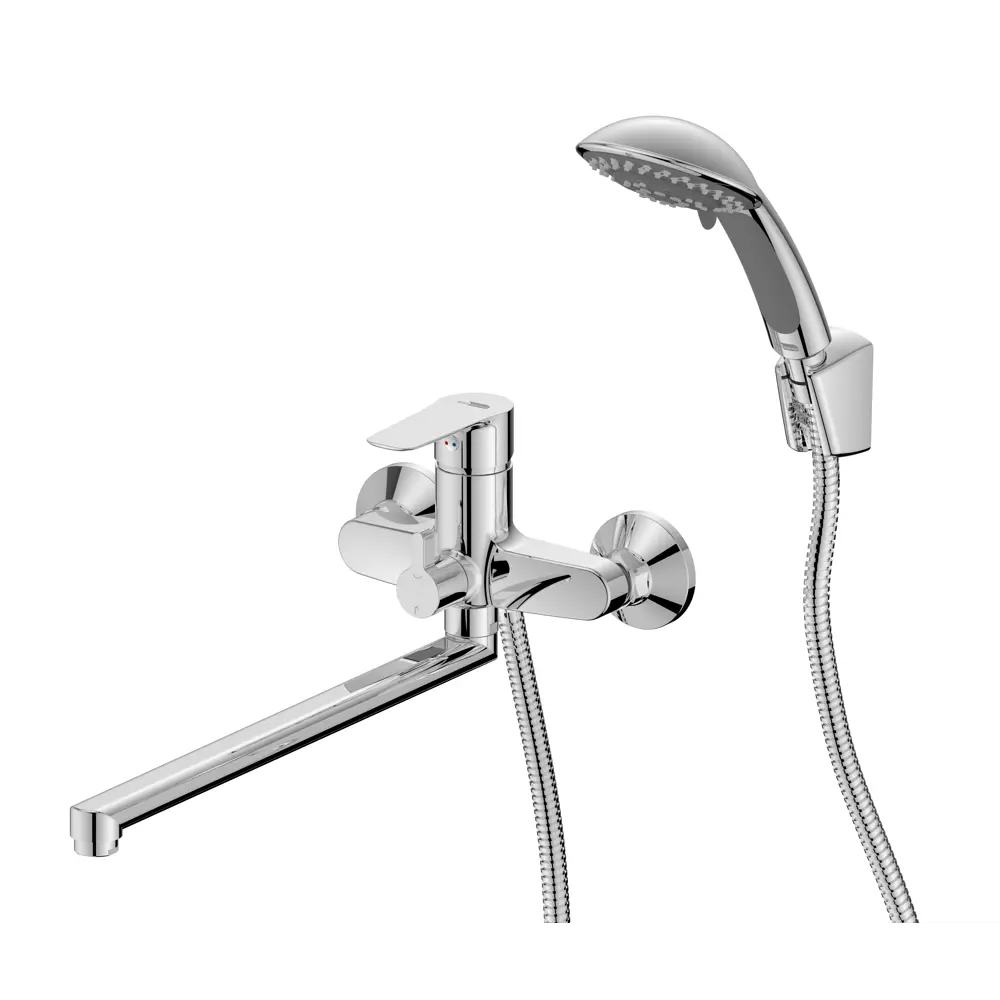 Смеситель для ванны KONSENSA Силла YA3537 однорычажный универсальный с лейкой и шлангом цвет хром STLM-2027580