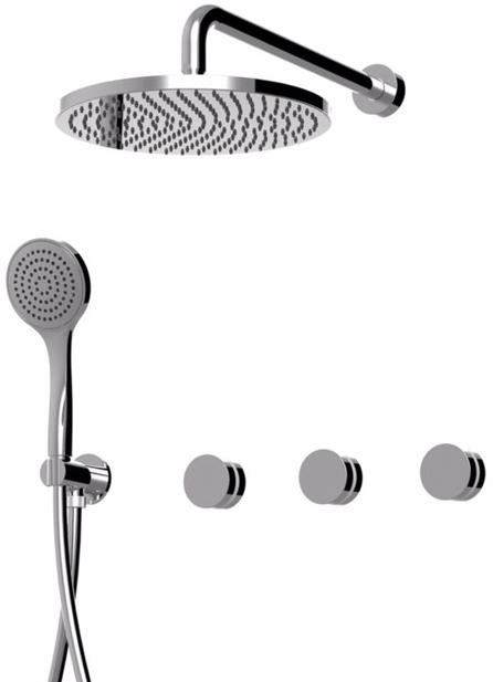 Rubinetteria Giulini Встроенный душевой набор с переключателем, лейкой и ручным душем Myring Fmr0115w2kb - Вид №1