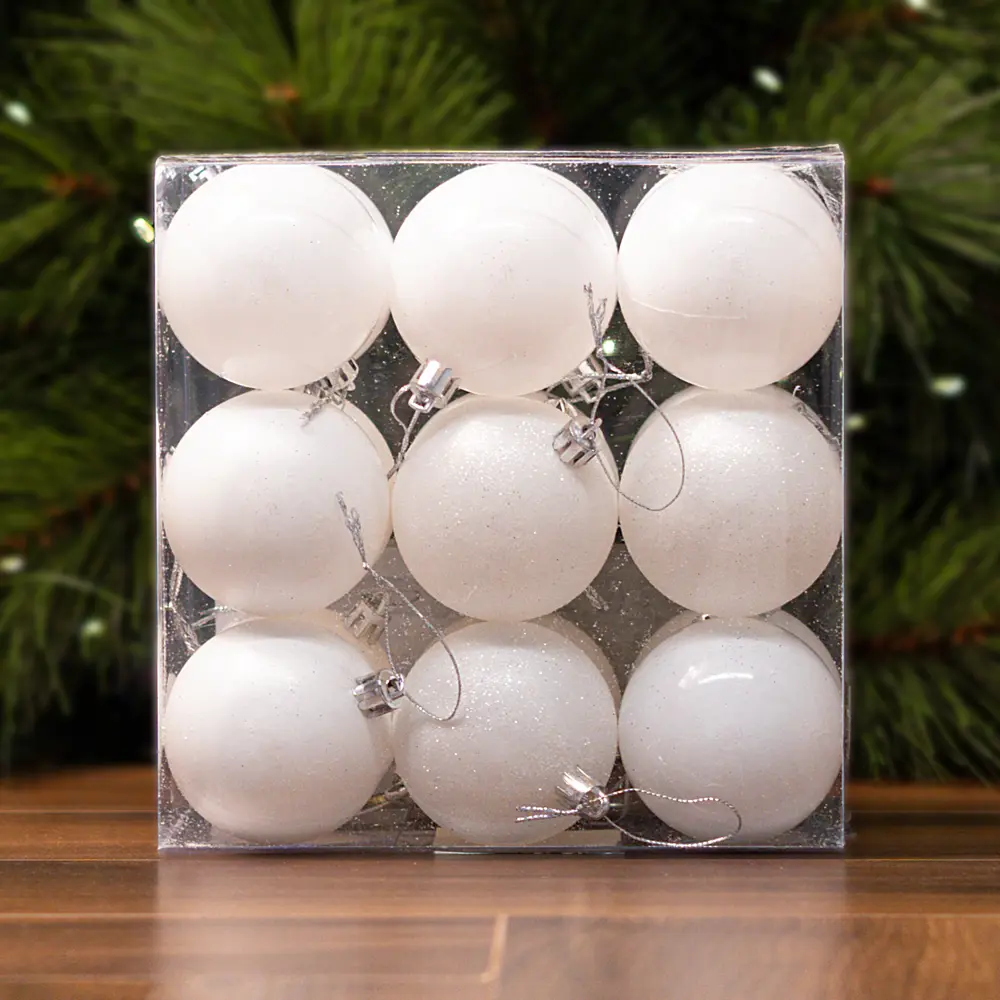 Набор елочных шаров KREAFORTA белые с блестками 18 шт, ø6 см 89420564 STLM-1580656