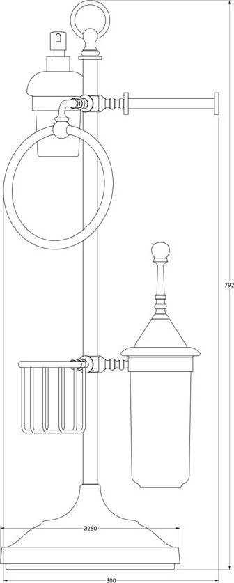 STI 535 Стойка с 5-ю аксессуарами для туалета с биде 80 cm 3SC STILMAR ANTIQUE BRONZE Treesseci 3SC - Вид №1