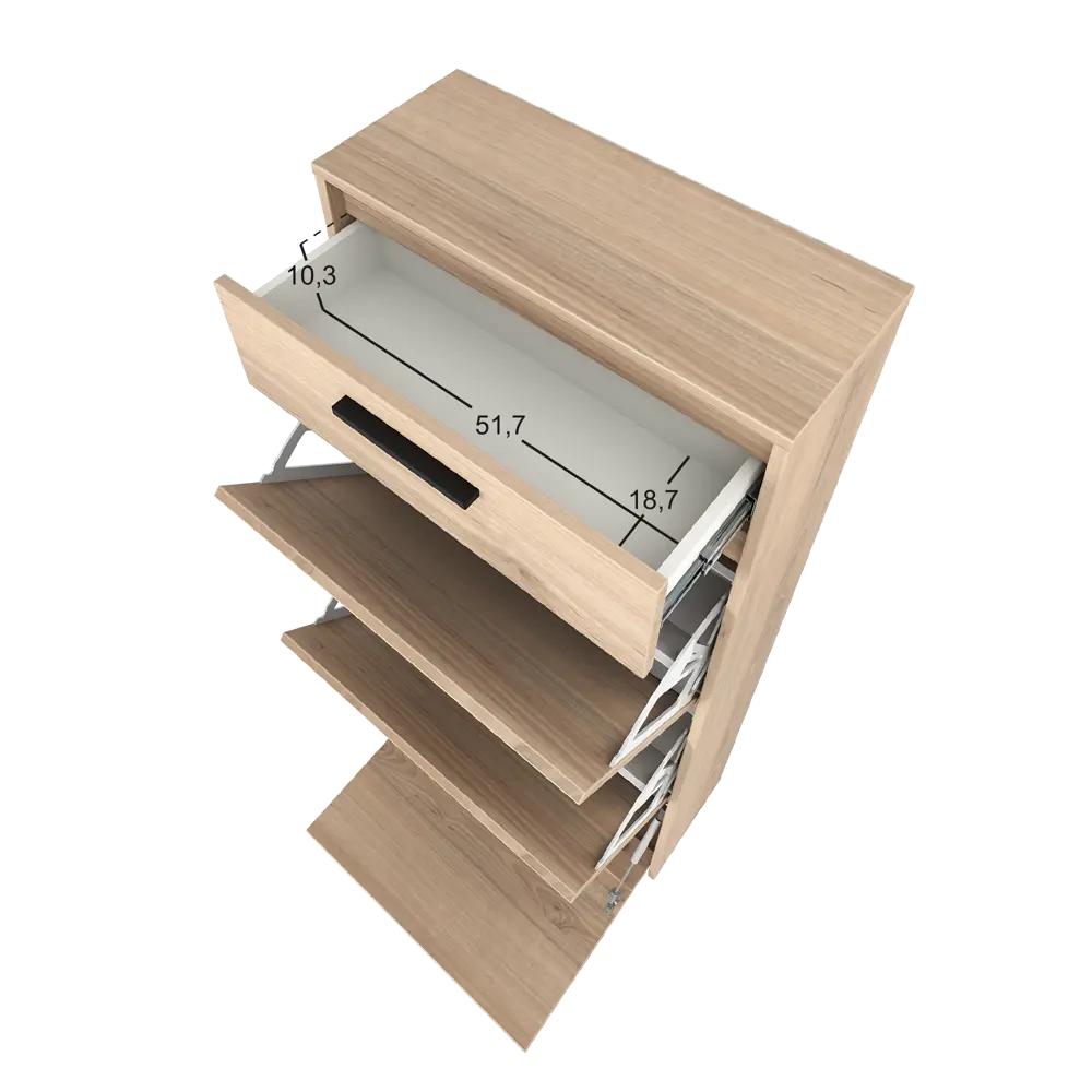 Шкаф для обуви Лион 60x143.5x24 см 3 ящика ЛДСП цвет дуб комано Santreyd STLM-2130643 - Вид №7