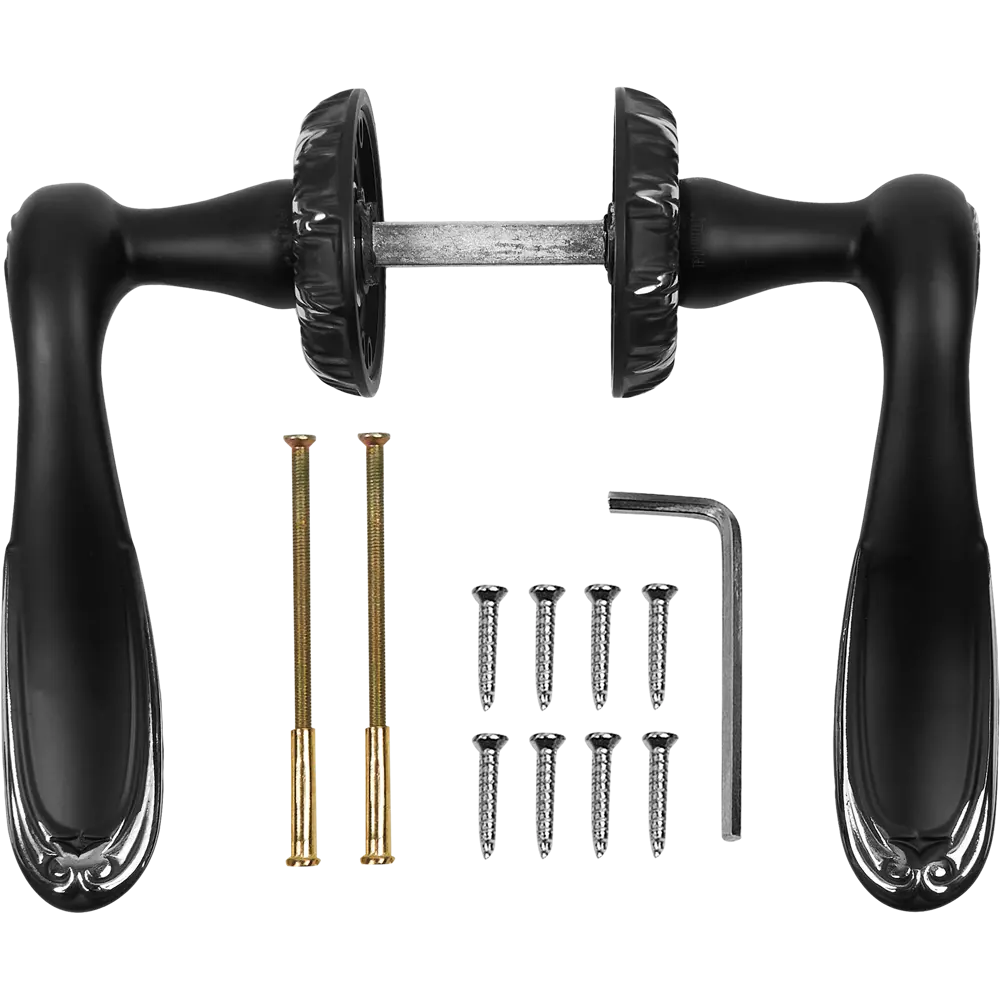 Ручка дверная на розетке Reinz Глория, цвет черный хром RENZ STLM-2038696 - Вид №1