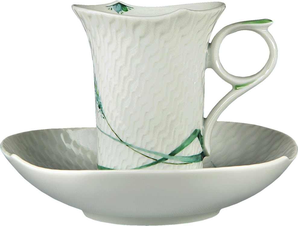 91622 Meissen Чашка для мокко с блюдцем 90мл "Игра волн, рельеф, дикая флора" Фарфор 