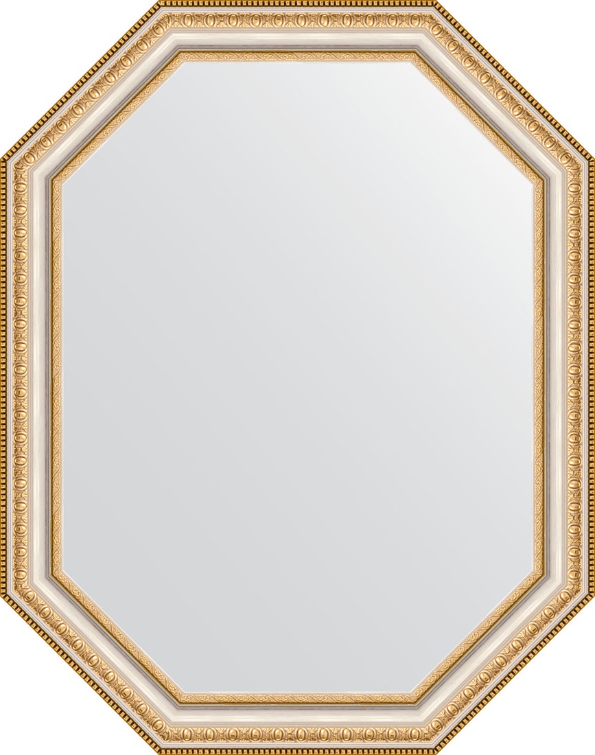 BY 7050 Зеркало в багетной раме - золотые бусы на серебре 60 mm EVOFORM Octagon