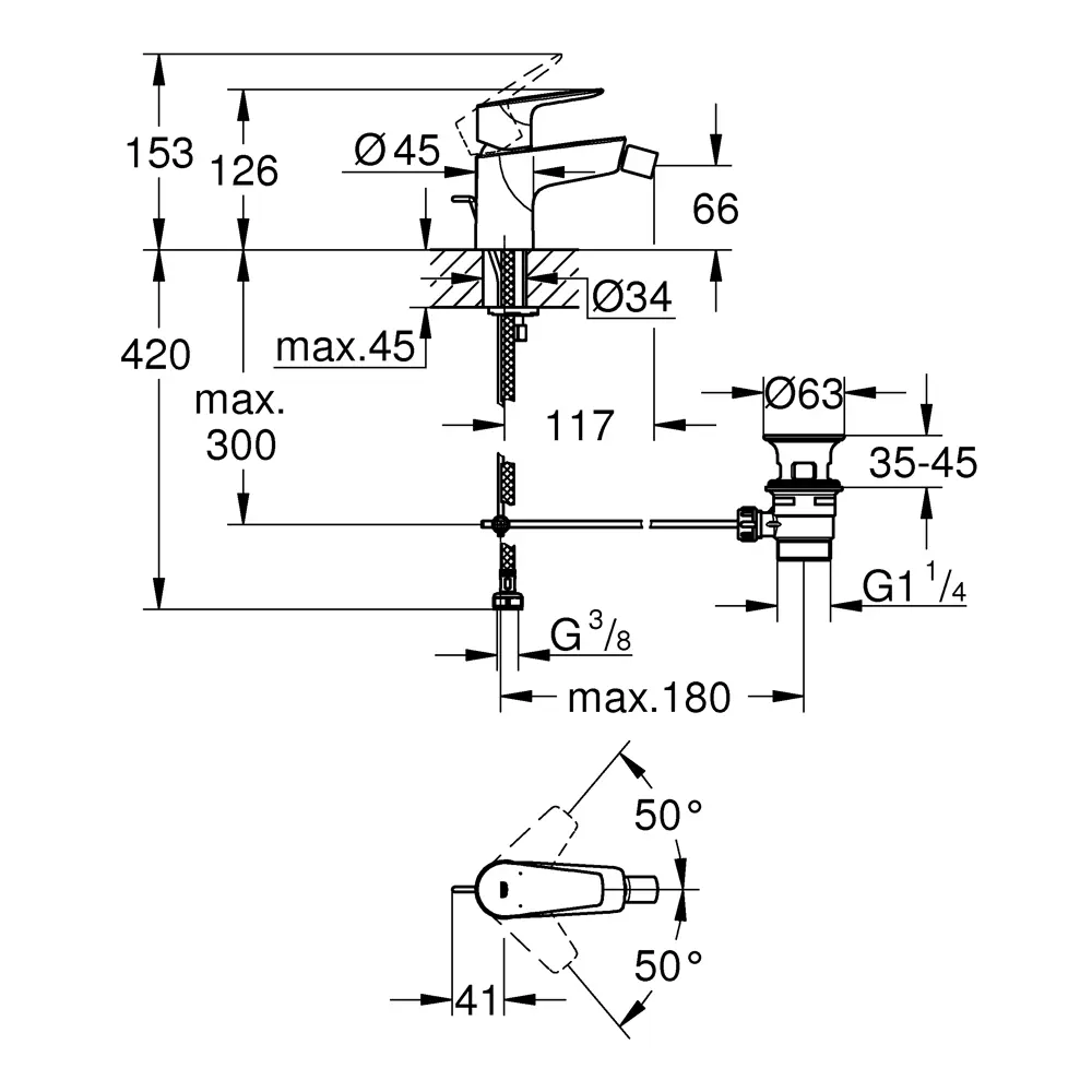 Смеситель для биде Grohe Bauedge 23331001 цвет хром STLM-2181796 - Вид №2