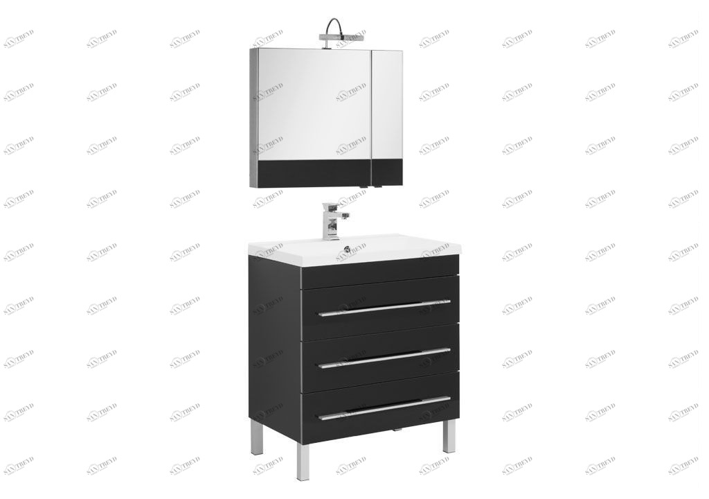Мебель для ванной Aquanet Верона NEW 75 черный (напольный 3 ящика) 00231041