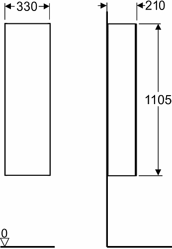 9742172111 IDO Elegant шкаф средней высоты, с дверцей, 330 мм, черный матовый - Вид №4