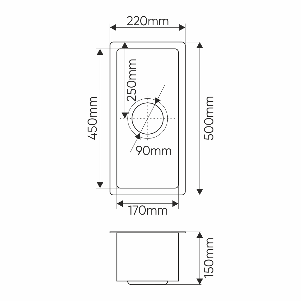 Мойка R2250H MELANA ProfLine 3,0/150 САТИН врезная прямоугольная MLN-R2250H - Вид №3