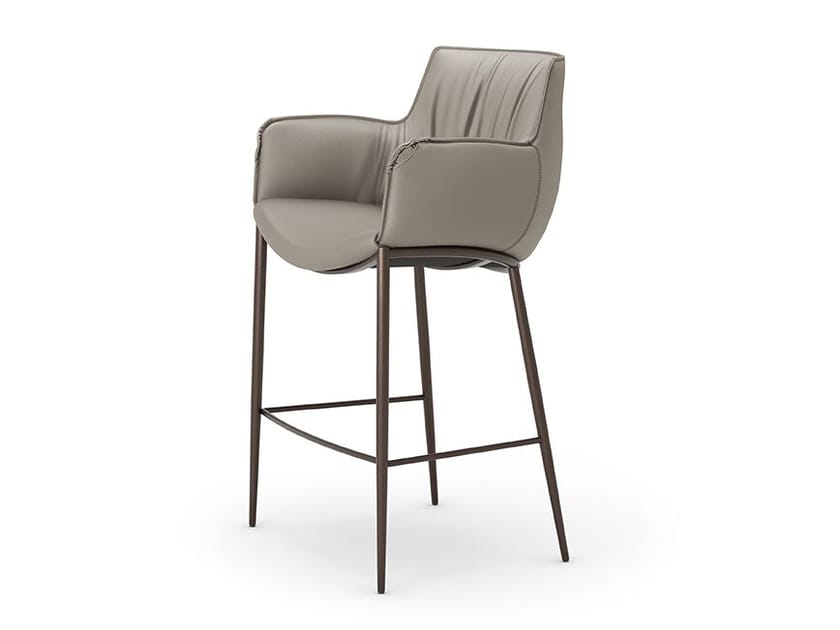 Кожаный мягкий барный стул с подлокотниками Cattelan italia Ронда ARCH-00145393