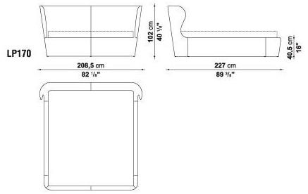 B&B Italia Двуспальная кровать из ткани с мягким изголовьем Papilio sun-id-1374177 - Вид №6