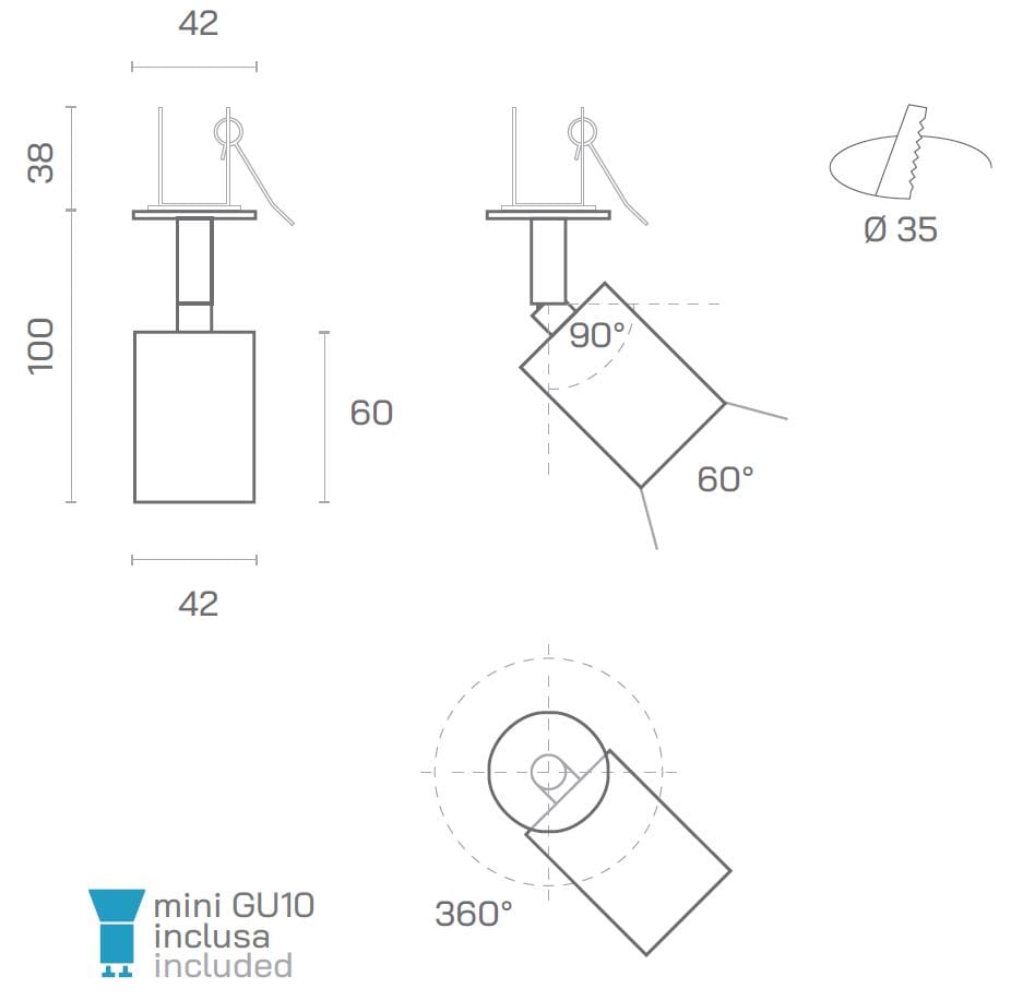 Круглый поворотный алюминиевый прожектор с утопленной розеткой Amarcords Tobe ARCH-00046325 - Вид №16