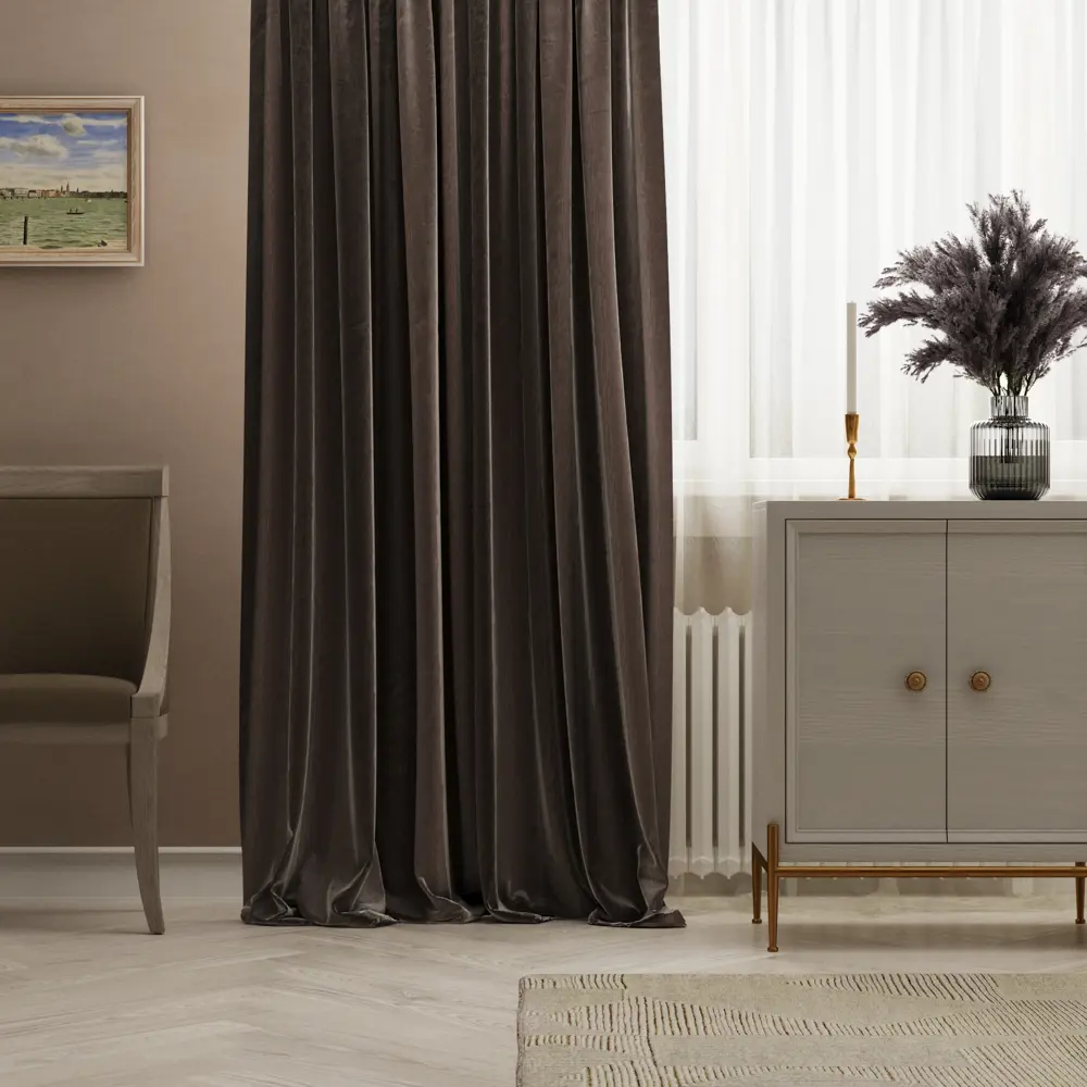 Штора на ленте Inspire Bonitu 140x260 см цвет серо-коричневый 83562007 STLM-2073024 