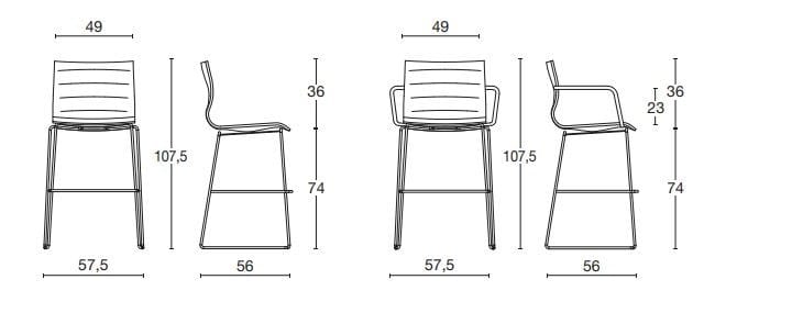 Тканевый табурет со спинкой Diemme ARCH-00023661 - Вид №4