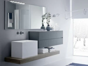 Ideagroup Лаковая тумба под умывальник с зеркалом Nyù