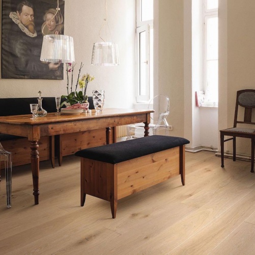 Паркетная доска Haro 4000 Series Top connect Кремово-белый Маркант Дуб Рустик с брашью (Текстурированная) 2200х180 мм 535538 - Вид №1