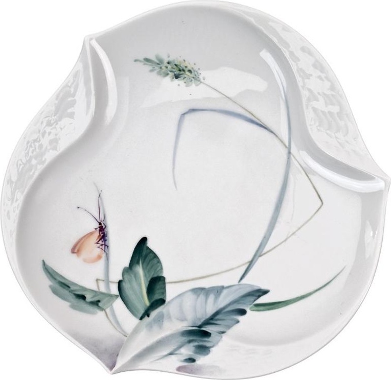 67386 Meissen Блюдо рельефное 15,5см "Игра волн, рельеф, дикая флора" Фарфор 