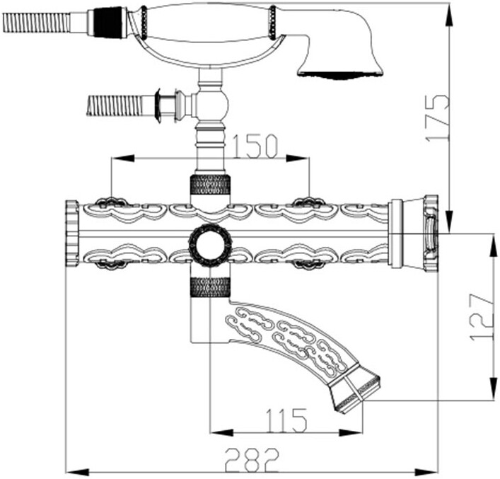 Смеситель ZorG Antic A 100W-SL для ванны с душем, серебро - Вид №1